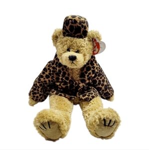 Vintage Retired TY Attic Treasures Isabella The Bear In Leopard Coat & Hat  14"